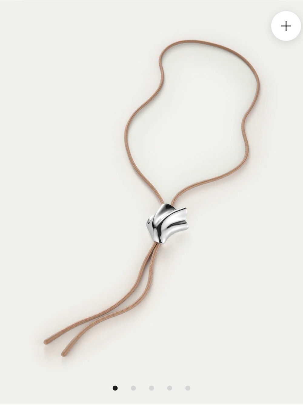 Jenny Bird Silver Lydia shell bolo necklace  on Tan Cord